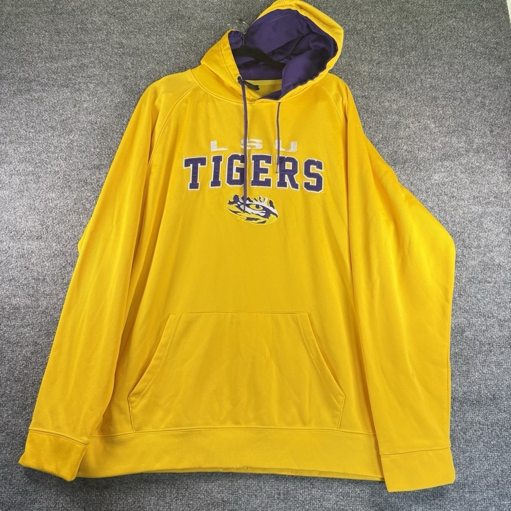 Colosseum LSU Tigers Hoodie Men's XXL Gold Purple Embroidered Pullover NCAA